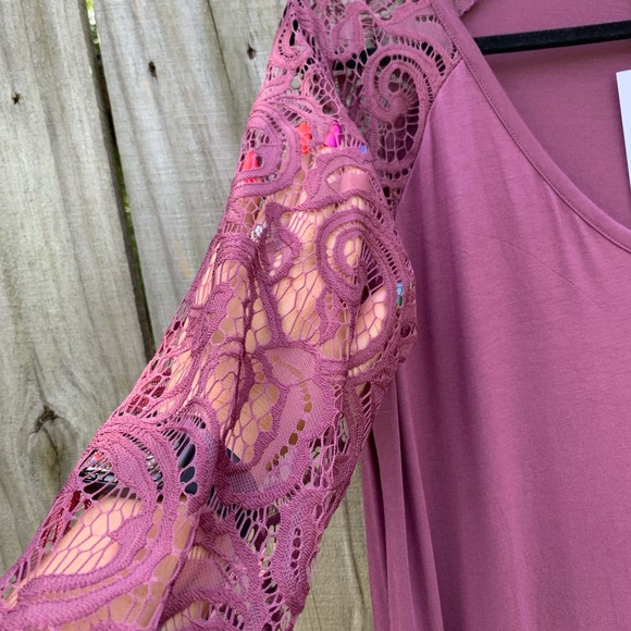 Zenana Premium Wine color Lace top NWT misc sizes - Picture 6 of 11